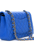 Lambskin Quilted Medium Double Flap Blue