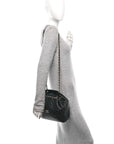 Lambskin Quilted Drawstring Bag Black