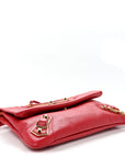 Chevre Gold Metallic Edge Hardware Envelope Clutch Rouge Grenade