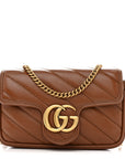 Azalea Calfskin Matelasse Diagonal Super Mini GG Marmont Shoulder Bag Cuir