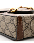 GG Supreme Monogram Mini Horsebit 1955 Crossbody Bag Beige Brown Sugar