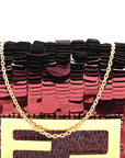 Sequin Paillettes Shiny Nappa Sex and the City Nano Maxi Buckle Baguette Charm Granata