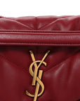 Lambskin Quilted Small Loulou Puffer Monogram Chain Satchel Red