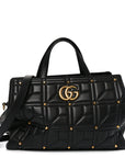 Calfskin Matelasse Studded Medium GG Marmont Tote Black