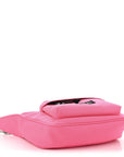 Recycled Sport Nylon Chain Logo Medium Raver Bag Fluo Pink Black