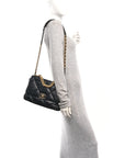 Goatskin Quilted Large CHNL 19 Flap Black