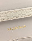 Shiny Calfskin Crocodile Embossed Hourglass Chain Bag White