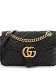 Calfskin Matelasse Small GG Marmont Shoulder Bag Black