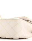 Caviar Quilted Medium Double Flap White