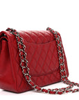 Caviar Quilted Jumbo Double Flap Dark Red