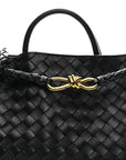 Nappa Intrecciato Medium Andiamo Shoulder Bag Black