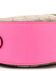 GG Supreme Monogram Textured Dollar Calfskin Web Ophidia Small Crossbody Bag Beige Ebony Fuchsia