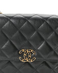 Lambskin Quilted CHNL 19 Chain Flap Wallet Black