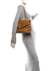 Calfskin Y Quilted Monogram Medium Loulou Chain Satchel Dark Natural