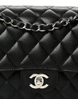 Caviar Quilted Medium Double Flap Black