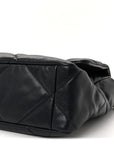 Goatskin Quilted Large CHNL 19 Flap Navy Blue