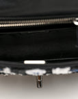 Satin Sequin Embellished Flower Mini Rectangular Flap Black White Blue