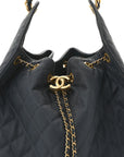 Canvas Quilted Medium CHNL 25 Handbag Dark Blue