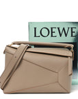 Calfskin Large Puzzle Edge Bag Sand