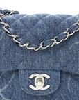 Denim CC Quilted Mini Square Flap Blue
