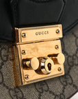 GG Supreme Monogram Calfskin Small Padlock Messenger Shoulder Bag Beige Black Cuir