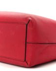 Grainy Calfskin Haymarket Check Medium Reversible Tote Red