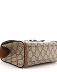 GG Supreme Monogram Small Padlock Top Handle Shoulder Bag Beige Ebony Dark Brown