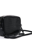 Calfskin Crocodile Embossed Monogram Lou Camera Bag Black
