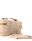 Suede Intrecciato Bang Bang Vanity Case Ecru