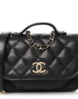 Caviar Quilted Business Affinity Clutch With Chain Black