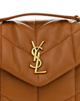 Lambskin Quilted Toy Loulou Puffer Monogram Chain Satchel Miel Dark