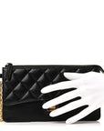 Aged Calfskin Quilted 2.55 Reissue Pouch With Chain Handle Black