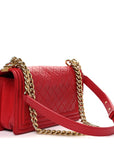 Lambskin Quilted Medium Boy Flap Red