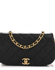 Calfskin Quilted Coco Mail Clutch With Chain Black