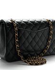 Lambskin Quilted Studded Medium Double Flap Black