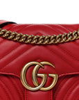 Calfskin Matelasse Mini GG Marmont Shoulder Bag Hibiscus Red