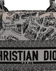 Canvas Embroidered Medium Plan De Paris Book Tote Grey Black