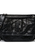 Crinkled Calfskin Matelasse Monogram Baby Niki Chain Satchel Black