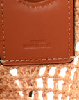 Raffia Calfskin Paulas Ibiza Balloon Ruffle Basket Tote Bag Natural Tan