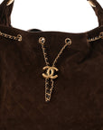 Suede Quilted Medium CHNL 25 Handbag Dark Brown