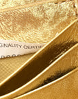 Metallic Satin Lambskin Intrecciato Long Andiamo Top Handle Clutch Gold