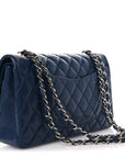 Caviar Quilted Medium Double Flap Navy