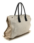 Linen Calfskin Rive Gauche Tote Optic White