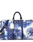 Cowhide Monogram Bandana Keepall Bandouliere 50 Blue