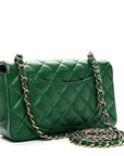 Metallic Caviar Quilted Mini Rectangular Flap Green