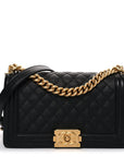 Caviar Quilted Medium Boy Flap Black