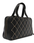 Calfskin Wild Stitch Top Handle Bag Black