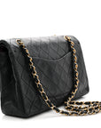 Lambskin Quilted Medium Double Flap Black