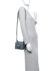 Calfskin Mini Barcelona Shoulder Bag Stone Blue