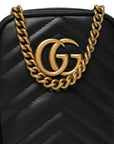 Calfskin Matelasse Mini GG Marmont Crossbody Bag Black
